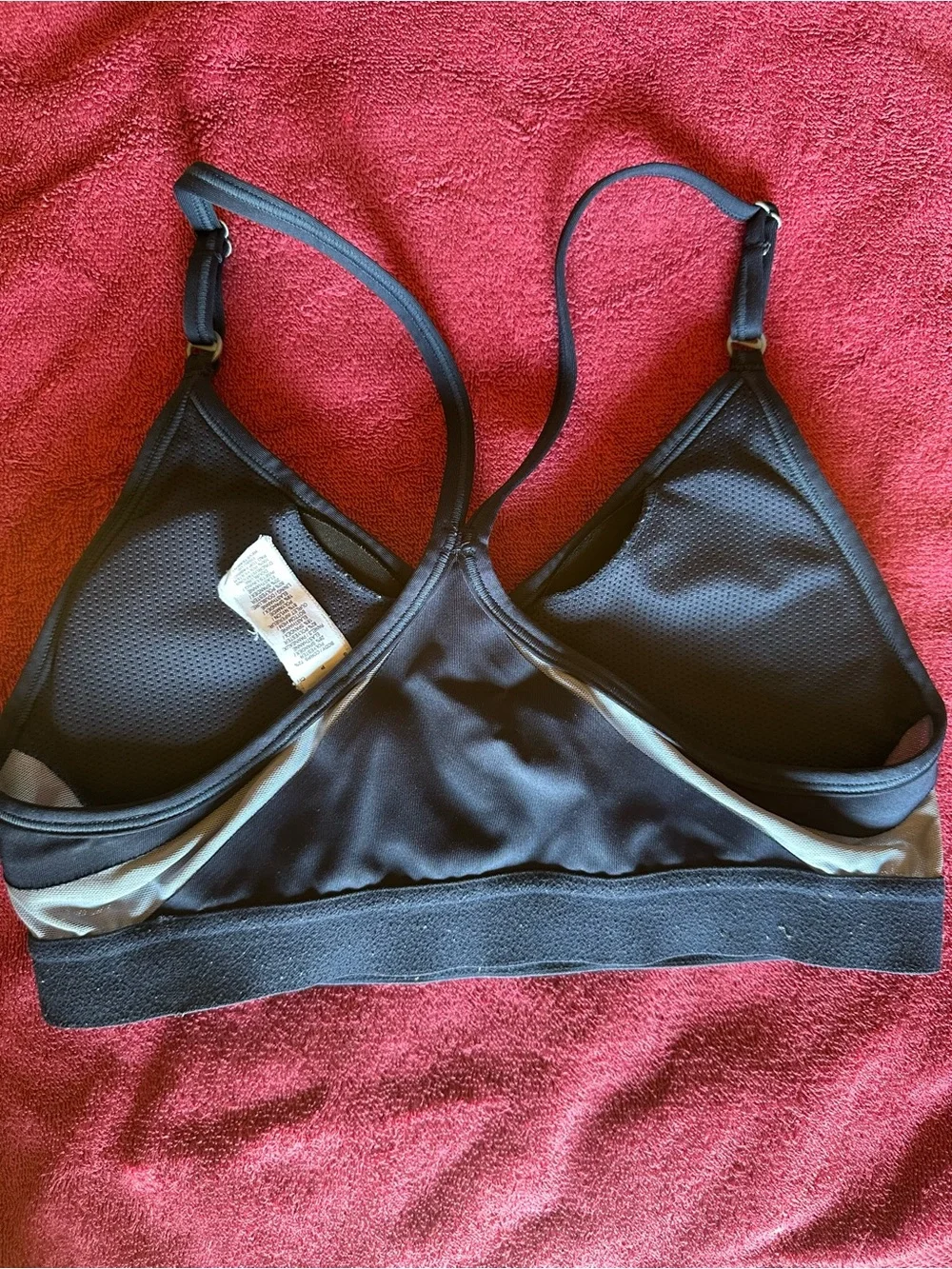Nike Black Sports Bra with Yellow Swoosh and Gray Accents